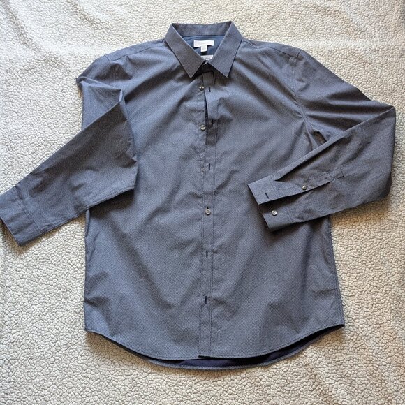 Blue Patterned Non-Iron Dress Shirt - Picture 1 of 2